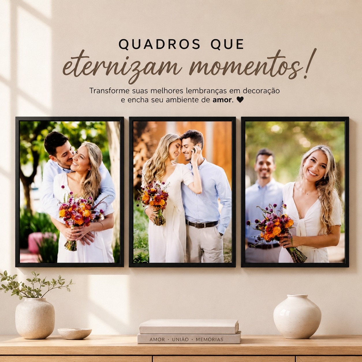 Kit 3 quadros decorativos